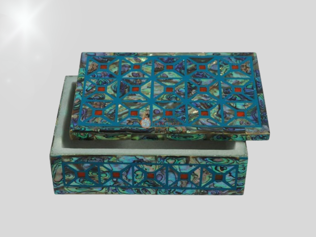 Modern Marble Jewelry Storage Box Paua shell Inlay Gifts